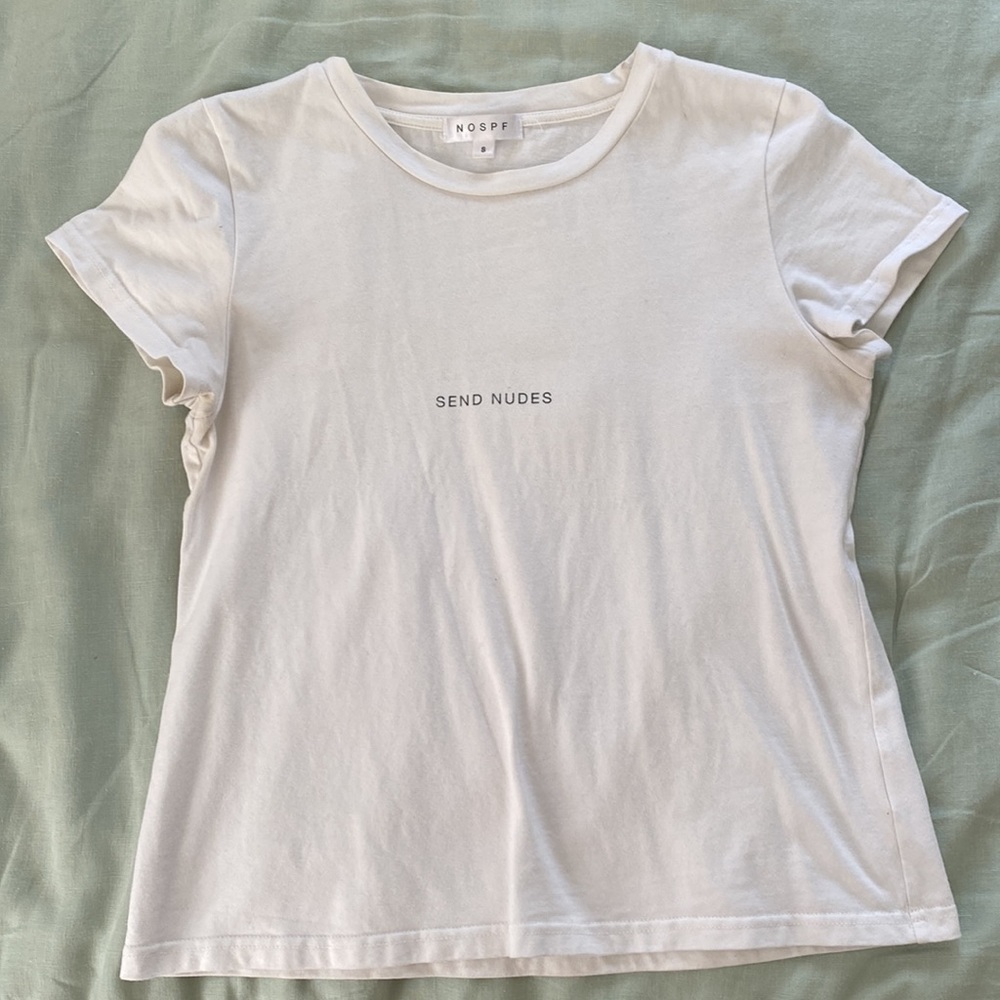White Statement Tee “Send Nudes and Whiskey”